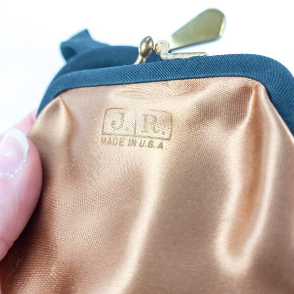 J. R. Julius Resnick Vintage Black Purse Bag Satin Coin Purse Womens One Size - Picture 12 of 16